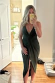 My husband bought this dress for me for a wedding and it fit PERFECTLY!  I am one month postpartum and this dress made me feel amazing. I received so many compliments! I highly recommend it. - Anja W.