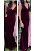 This dress is very flattering on (I received a lot of compliments). It is also comfortable and the velvet material kept me warm during an outdoor wedding reception when it got chilly after sunset. It's stretchy so it's easy to move around in as well. Highly recommend! - Alina S.