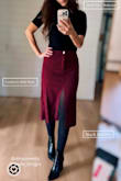 I LOVE this skirt. It's a little large but not sure if I'd size down. It looks so chic with boots and a turtleneck! - Danielle E.