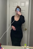 I am in definitely love with the dress! It is a very stretchy material which is why I would suggest ordering a size smaller than what you normally would. I'm 5'9" and it was pretty long in length on me, so it would probably be more of an ankle-floor length dress on anyone who's on the shorter side. I do love the fact that the zipper is adjustable so I can have it as high or low-zipped as I'd like. - Kaylee R.