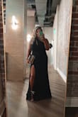 I snagged this for a black tie optional wedding and it was perfect! Thick material, extremely comfortable, and hits in all the right places. I was worried about the placement of the cutout across the chest due to my bust size but was able to wear a strapless bra and had no issues. I wore it with gold accessories and got lots of compliments. Very versatile! - Mia S.