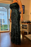What a beautiful dress! It fits perfectly, it has stretch, and with heels, it's going to be just right. - Monica A.