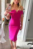 Fits great. Snug but not too much. I will say, if i planned to be raising my arms much, this dress would not work! Plan to wear a Spanx underneath as well. - Katherine L.