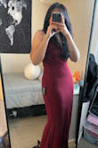The dress is beautiful and fits perfectly on me with no issues (the straps are even adjustable). The only downside was that it was a little long for me even with heels (I am below average height so it was expected) so I needed to get it hemmed. But other than that, it also feels amazing with quality fabric and even has a double lining. - Yammunna N.