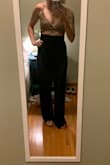 The material is great! Love how high they sit on my waist. They are so comfortable. I love wearing them at the beach. - Michelle J.