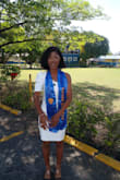The material was nice and thick. It didn't fit perfectly but it still did the job. Also, this dress isn't white - it's more like a cream. - Tesha N.