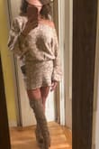It fits well. I wasn't sure if I would like it on me, but it fits really nice. It's comfortable, and the material is thick like a sweater. Only the sleeves are a little too long, but it's ok; I can deal with it. - Karina W.