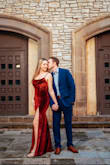 I bought this dress for my engagement photo shoot, and absolutely loved it! The material feels thick and expensive, and it was comfortable to wear. I'm usually in between a size small and medium, and I bought a small because I wanted it to fit like a glove. Just FYI, I'm 5'6 and a half, and the dress would've been way too long if I wasn't wearing heels. Loved this dress though! - Rachel G.