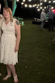 This was my wedding reception dress. I felt so comfortable in it. Fit was good; the lining and pockets made it comfy. The lace matched my ceremony dress, and I could dance and move great! - Gretchen M.