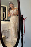 The dress has good quality material. It fits perfectly. I had to adjust the length because I am 5 feet tall. - Ana T.