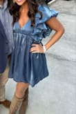 Such a beautiful dress! I got SO many compliments on it! I ordered a small and was accidentally sent a medium. It ended up working out great, but I could've fit in a small with room to spare. There is a tie in the back that you can adjust as needed. Looks beautiful in person & pictures! - Claire C.