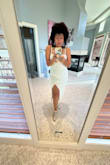 There were no reviews yet when I bought this set so I have not clue how it will fit. The material is thick and has a lot of stretch, the size S fits me a little loose but I am ok with that. The dress has adjustable straps on the shoulders. It was perfect long for my height. You can size down for a fitting look. The side slit is very sexy. The cardigan top is flattering, cozy and keeps you warm. - Maria S.