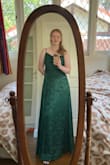 This dress absolutely fit the occasion for a formal wedding. The emerald green works so well with my ginger hair. I got so many compliments about the dresses colour, fit, and style. I'm quite tall, but wearing this with a 3 inch heel was a good idea. Most people would need to have the dress taken up. I felt very elegant. You do need to be careful when sitting, as the slit does go past your bellybutton. Love the dress! - Lily R.
