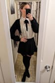 This top is cute. I am between M & S in LuLus sizes and a small was the right call for this one. It is a bit transparent (black bra was obvious) but fine with white or nude bra. - Laura M.