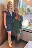 Super cute lightweight dress. Wore it to a rehearsal dinner in Texas with some cowboy boots. Back is so flattering! Only small issue (that can be fixed with dress tape) is the shoulders don't stay put if you're moving around a bunch! Highly recommend! - Meredith L.