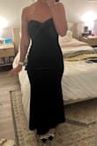 Dramatic Stunner Navy Velvet Bow Strapless Maxi Dress