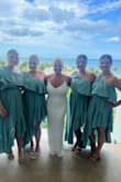 This dress is absolutely stunning. I ordered this for my destination wedding in Mexico. I fell in love immediately. The beading is beautiful. It felt a little heavy on the hanger but it is not heavy on. I needed it hemmed because the ceremony was on the beach so I was barefoot. I added a bustle but that was it for alterations. Fast delivery, great customer service, and great quality. I couldn't have purchased a more perfect wedding dress. - Danica P.