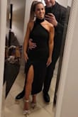 True to size, the slit is not too high. You can dress up or down. I will definitely wear it again. - Ashley D.
