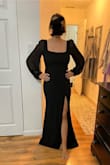 Super well-made dress. The quality is so great. Stretchy and comfy. I ordered a M because I'm 20 weeks pregnant so it being stretchy is nice. It's a tad long but fine with heels. Overall, the dress is so flattering especially the sleeves and the back. - Julieanna S.