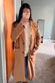 Coat fits like a 90s businessman, boxy, and has room for a chunky sweater! Love the color. - Maria A.