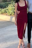Overall loved this dress to wear to a wedding! Beautiful color, super comfy, and fit perfectly when it was on. Also very flattering for smaller chests! The only thing I didn't love was that I struggled to get it on & off cuz it's not super stretchy. Wish it had a zipper or two to help with that. - Claire R.