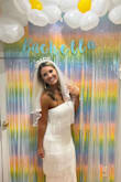 I loved this look and got soooo many compliments! If you have bigger boobs, a small is TIGHT with zero give but the bottoms fit perfectly. The tassels do get caught in the zipper no matter how careful you are so unfortunately we had to rip the skirt to get it off or else I would have worn it again in Mexico for my wedding week! - Mariah S.