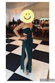 The fabric was thick but stretchy and super comfortable. Top stayed up with no need to pull or tank and I danced quite a bit. Length was perfect at the floor with ~3 inch heels. Great color for fall wedding, lots of compliments. Jumpsuits are hard to go to the bathroom in by nature and couldn't do a side zip because of the cutouts but I made it work! - Katie S.