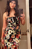 Absolutely stunning dress that feels and screams luxury. Kept getting compliments on this dress all night long. And then asked about it from people on social media. Extremely elegant and versatile, fits beautifully, but you have to be a little careful with the zipper and the straps (they are adjustable and need to be tied in the back like a lace). Could have just a littttttle bit more give on the hips, but overall, no complaints. I wore the dress with burgundy boots and a black coat. BUY IT. - Divya T.