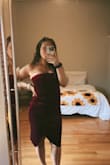 I just had a baby 8 weeks ago, and this dress fit perfectly! Perfect for an outdoor wedding (when the sun was still out and it was above 50 degrees!) Velvet is in! - Amanda N.