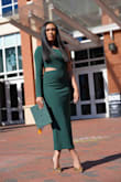 I wore this dress for a graduation photoshoot because it matched my university colors and it was perfect! - Alyssa A.