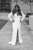 I am so glad I read the reviews and got a medium rather than a large. Once I ironed it, it was beautiful. I did have to pin it, but I'm not sure how it could be altered without taking away from the design. It definitely was showstopping and made my shoot amazing. - Antoniette N.