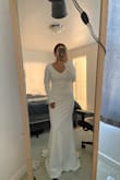 I was on the search for a last minute elopement dress and bought a couple from this site! I loved both dresses I got but ended up going with this long sleeve one since our elopement would be in the winter. I absolutely loved the quality, material and fit on me. It was a little loose on the top, but a few alterations did the job! After ordering the dresses, I received them within 2-3 days which gave me ample time to get it altered in time for my elopement! The price was definitely a bonus as well! Overall, super happy with this purchase! - Emma V.