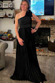 Love this dress! It's a little snug in the rib cage area but was still comfortable. Very long - I wore 3" heels and still had extra length. It felt amazing on and had lots of compliments all night. - Emily J.