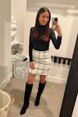 Such a cute winter skirt! I ordered an x-small initially but couldn't zip it all the way, the small fits perfectly! Pairs so cute with some black boots! - Bree A.
