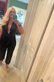 Fits well and is comfortable. The top stays in place because of the built-in cups. You can adjust how wide or narrow the top part is by scrunching or spreading out the fabric. The fabric is very nice. - Rebecca