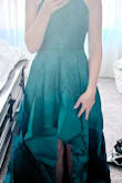 Such a fun dress, I love the color. I ordered a larger size based on reviews but should have ordered a smaller size because it kind of swallowed me up at the bottom. The dress comes super wrinkly and that made me nervous, not wanting to ruin it but not knowing how to get all the wrinkles out. - Angela M.