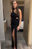 This dress was very sexy, and the fit is perfect. I usually wear smalls, but my upper body is XS. Stretch was good for the curvy fit and athletic build. Length was good with 3in heels. - Sharlene C.