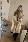 This is exactly what I was looking for! After years of searching for the perfect cream, wool, wrap coat, this one is everything and more. Comes exactly as pictured and is extremely cozy. I could have ordered an xs, but I'm very happy with how the small fits. Very roomy, a bit long in the arms, but perfect for me nonetheless. - Maya N.