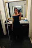 The dress is double-lined and feels nice and thick. The way the dress lays is so flattering for your tummy. - Melinda R.