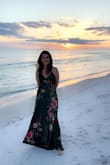 Gorgeous colors! Got so many compliments, as this was perfect for a beach wedding. The fabric is slightly shiny making it more formal over a casual maxi. Slightly heavy also. I'm 5'10, and this dress was a little long with sandals for the beach. Rare that they aren't too short for me! Love it! - Brittany S.