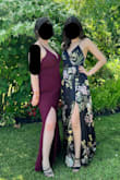 This dress was a beautiful, silky material. Felt very high quality and fit very well. On the longer side, which is perfect for taller girls and heels. - Rachael S.
