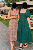 Overall, a very cute dress with a pretty pattern and sheen to the fabric. It fit very well; fitted at the waist, and nice and looser on the hips. The only slight con is that the fabric is quite thin and is white on the inside, so you can really see the seams as you walk, which makes it look a little cheap. But for the price, I feel like that's expected. Would still recommend! - Rachael S.