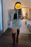 The skirt fit perfectly! I didn't realize how much glitter it sheds. I thought it was just the sequins that gave the outfit some shimmer. However, I loved the outfit! You can definitely pair the jacket and skirt with different outfits ! - Mai V.