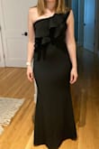 Okay, so I had low(ish) expectations with this dress. I searched Lulus for weeks, looking for the perfect dress for a black tie wedding in January. This dress looked far too cute to pass up but the price was unbelievable. I ordered a size large, thinking it would be the right fit. I'm athletic, with muscular quads and booty, smaller chest..and by no means a small girl. When the large arrived, it fit okay, but I had about an extra inch around my rib cage and some extra fabric around my hips. While it would have been okay, it wasn't a great fit. I ordered a medium "just to see" and I'm so happy I did. The medium fits like a glove (like may need some Spanx underneath kinda glove). So if you're taller and more of an athletic build, I would recommend going a size smaller than you'd think. The fit aside, the quality of this dress is ah-mazing. Seriously. It's a double layer and fabric is so gorgeous. Picture 1: Medium. Picture 2: Large. Wearing 2" heels in both. - Rebecca L.