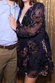Very cute dress, and I loved running my hands over the velvet details all night. The front was much lower cut on me than it looked in model pictures but still kept everything covered up without needing a bra. It was just long enough on me by a hair. I'm very happy and will wear it again. - Kendele K.