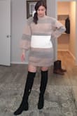 I bought these beautiful boots for a family photo shoot in the fall. I normally wear size 8.5 for workout shoes and 8.0 for casual shoes. I ordered size 8.0, and they fit perfectly. I tried them with thin socks and the same socks I wear for working out, and the boots are very comfortable either way. I have skinny legs and usually face issues with boots fitting too large on my calf or over the knee area, but these ones are perfect. As a reference, the boots hit about 3 or 4 inches over my knee. The circumference over my knee is about 15 to 16 inches. CONS: The lace to adjust the calf area is not the best quality; it's like a shoe cord that needs to be tightened hard; otherwise, it gets loose over time. The heel tap is made of hard plastic. It's okay when walking over carpet or any other soft surface, but it's a bit annoying on wood flooring or concrete as the steps are noisy. I wore the boots for about 4 hours, and they are very comfy. I plan to wear them again at a Christmas event soon. - Gladyss S.