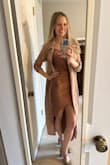 Bought this to wear to a NYE event this year (after I steam it). A bit short in the front, but I'm able to walk in it without it riding up too high. I'm 5'6 and got the XS; the length would likely be better if I sized up. - Cassie E.