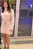 Love this sweater dress, it looked a little shapeless online so I ordered a small even though I normally wear a medium and it fit perfectly. More of a turtleneck style than is pictured on the model as a heads-up but it makes it so cute and cozy. This will definitely be a staple this winter. - Stephanie D.
