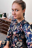Vibrant Colors: The colors of this dress are like a burst of autumn leaves. Vibrant, warm, and absolutely stunning. It's like wearing the essence of fall! Perfect Fit: The fit is a dream! Not too snug, not too loose; it's that Goldilocks moment where everything just feels right. I wish I could show you a full-length picture, but trust me, it falls just below the knee, hitting that sweet spot of chic and comfy. It's a fall mood captured in fabric. Can't recommend it enough! - Allison A.