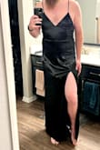 First off I want to say I'm a guy, and I've been wearing dresses for a few years. I always had a hard time finding dresses that fit right, so I came to Lulus. I was so happy to find this one. It's stretchy and fits amazing, and being 6'1" I can never find ones that are long enough. This one just hits the floor, so it's perfect for taller girls (and guys!). It's definitely more of a velvety feel than satin, which I was kind of bummed about. But very soft and heavy material which is really nice. Overall, an amazing dress and one of my favorites so far! - Josh C.